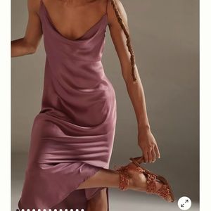 Anthropologie Pink Cowl Neck Slip Dress Sz M